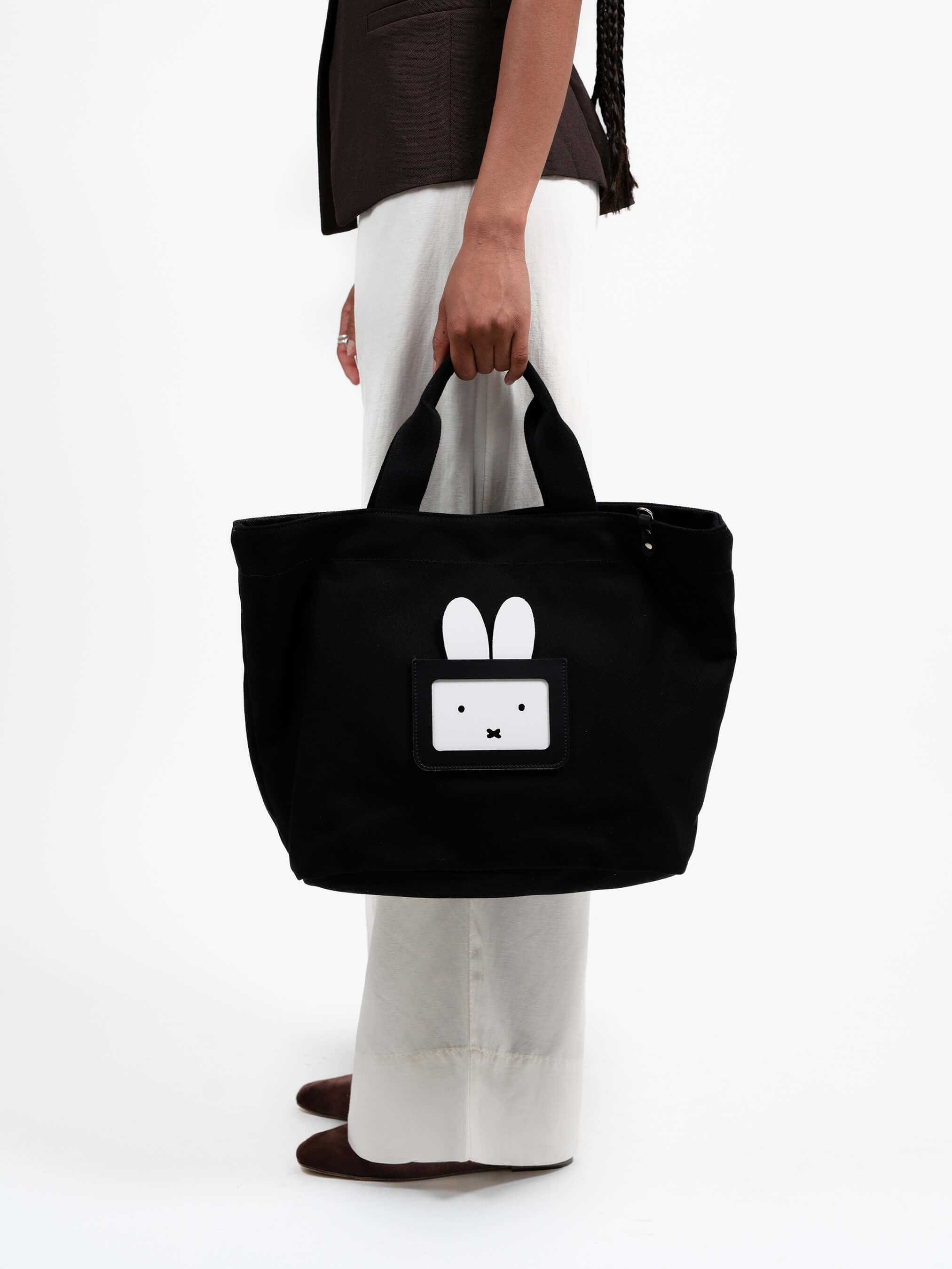 The Peekaboo Miffy Cotton Tote - Black