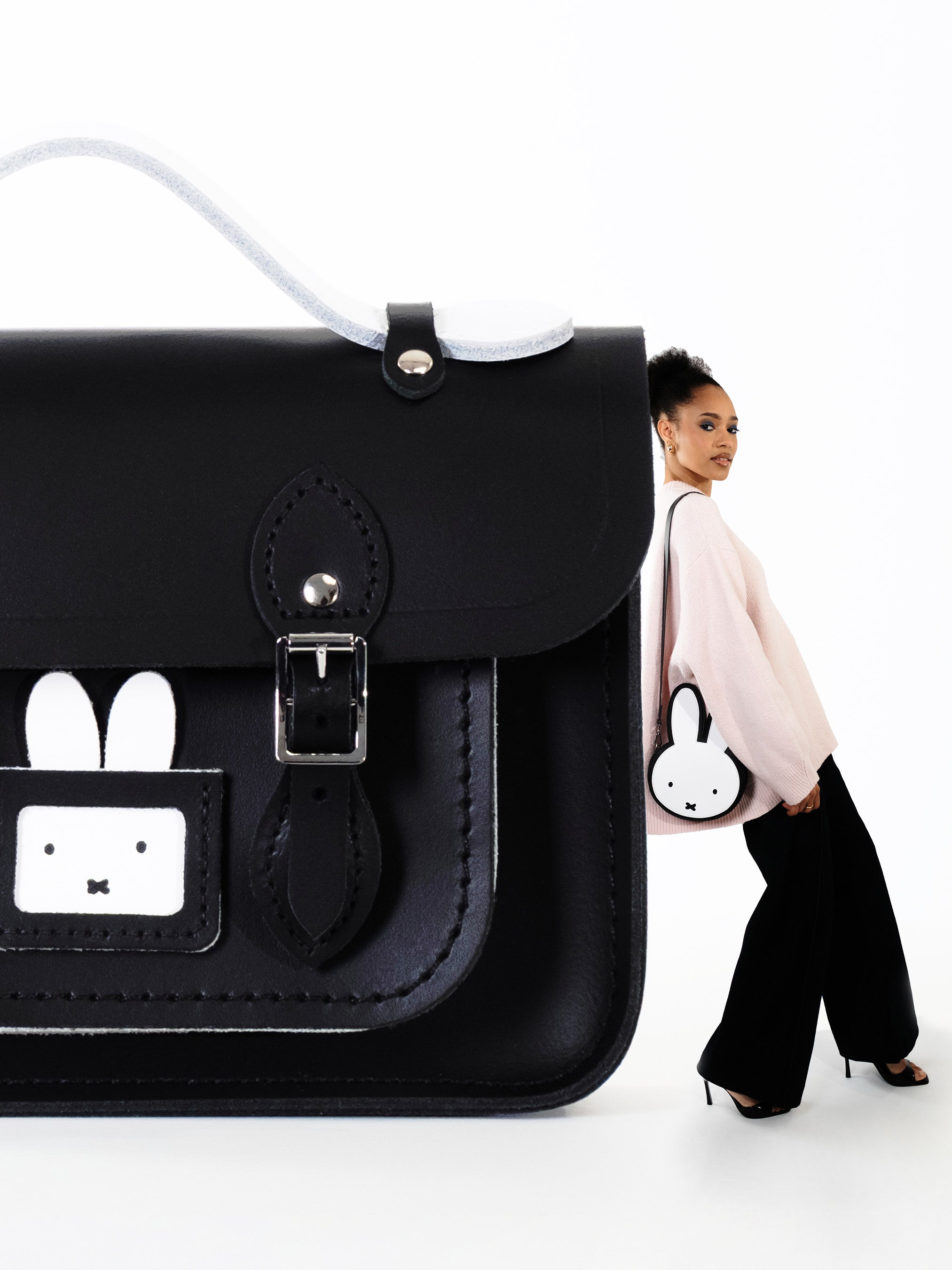 The Peekaboo Miffy Mini Satchel - Black & Brilliant White