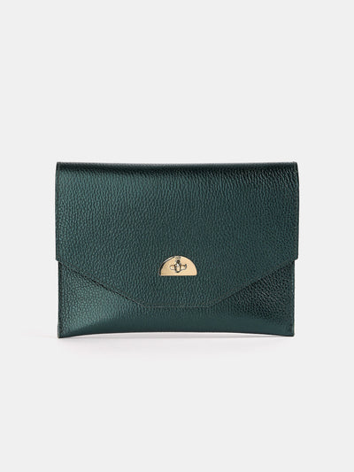 The Twist Lock Pouch - Metallic Emerald