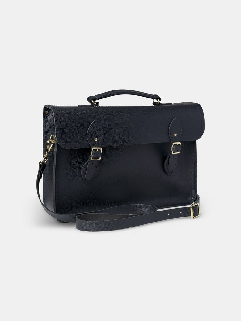 The Briefcase -  Navy Saffiano