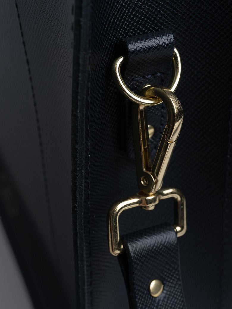 The Briefcase -  Navy Saffiano