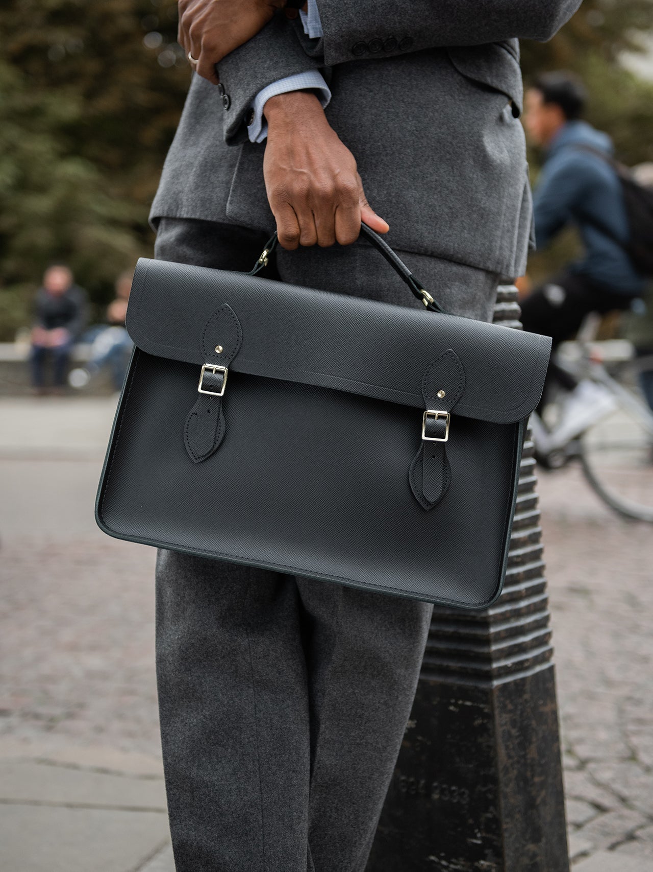 The Briefcase -  Navy Saffiano