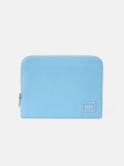 The Zipped Folio - Cloud Blue Calf Grain
