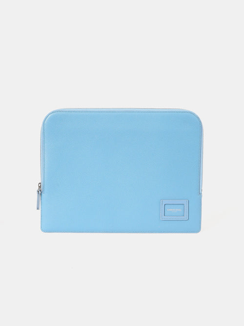 The Zipped Folio - Cloud Blue Calf Grain