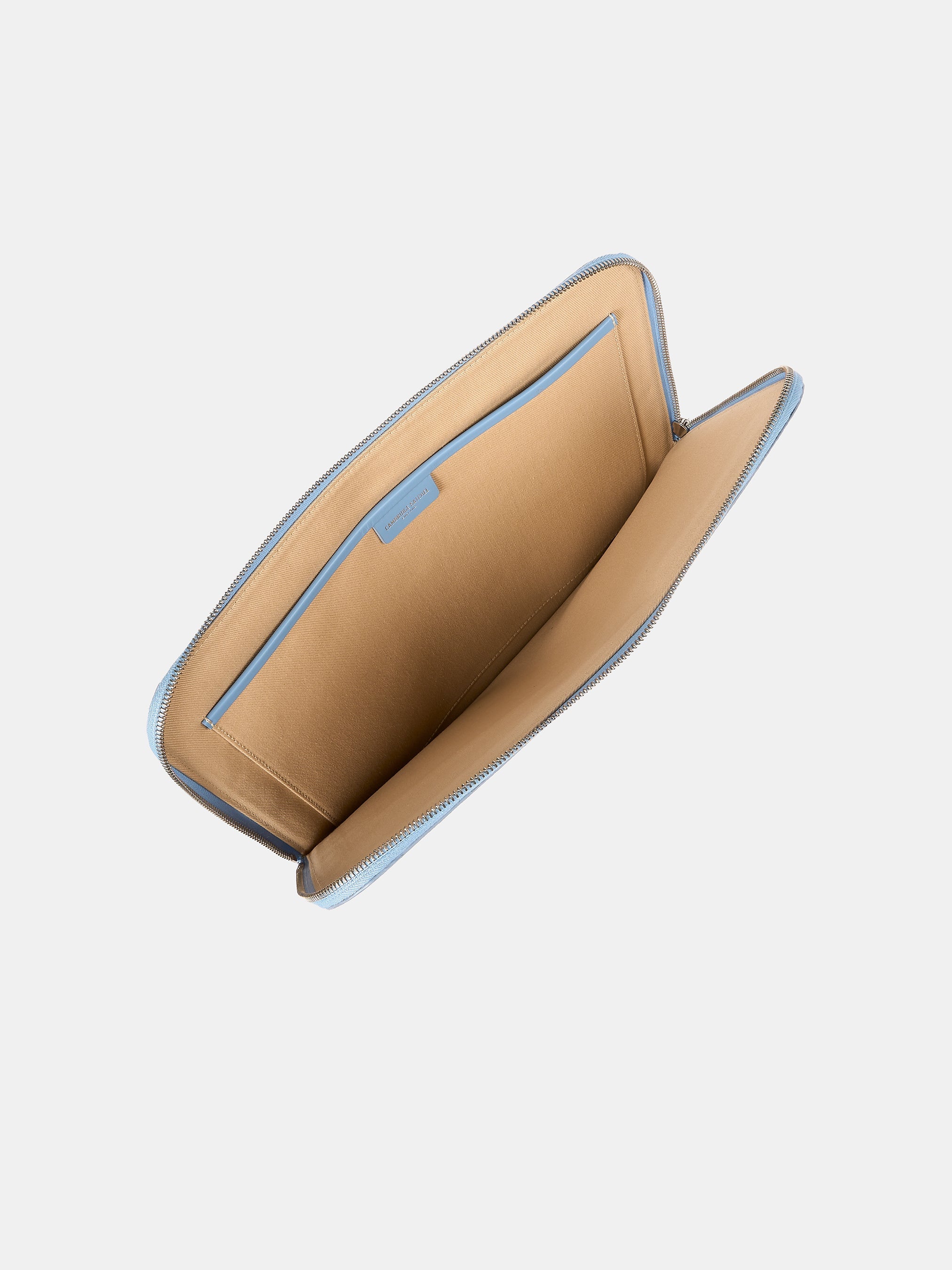 The Zipped Folio - Cloud Blue Calf Grain