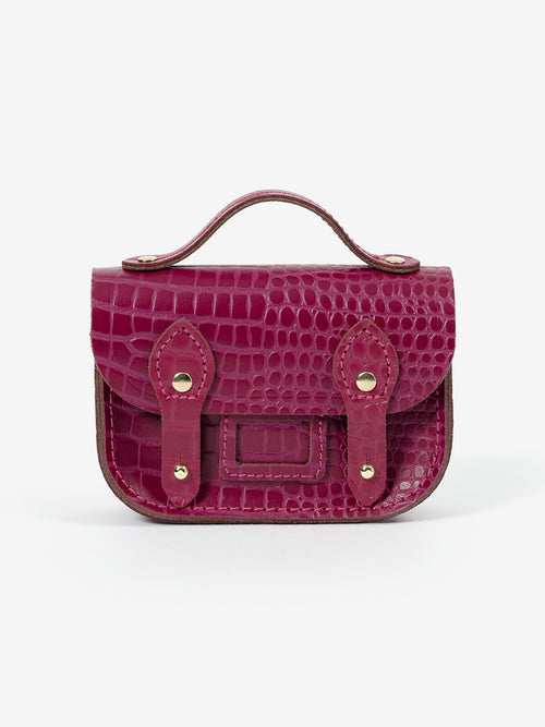 The Micro Satchel - Magenta Croc