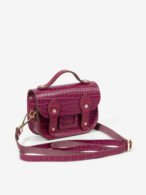 The Micro Satchel - Magenta Croc