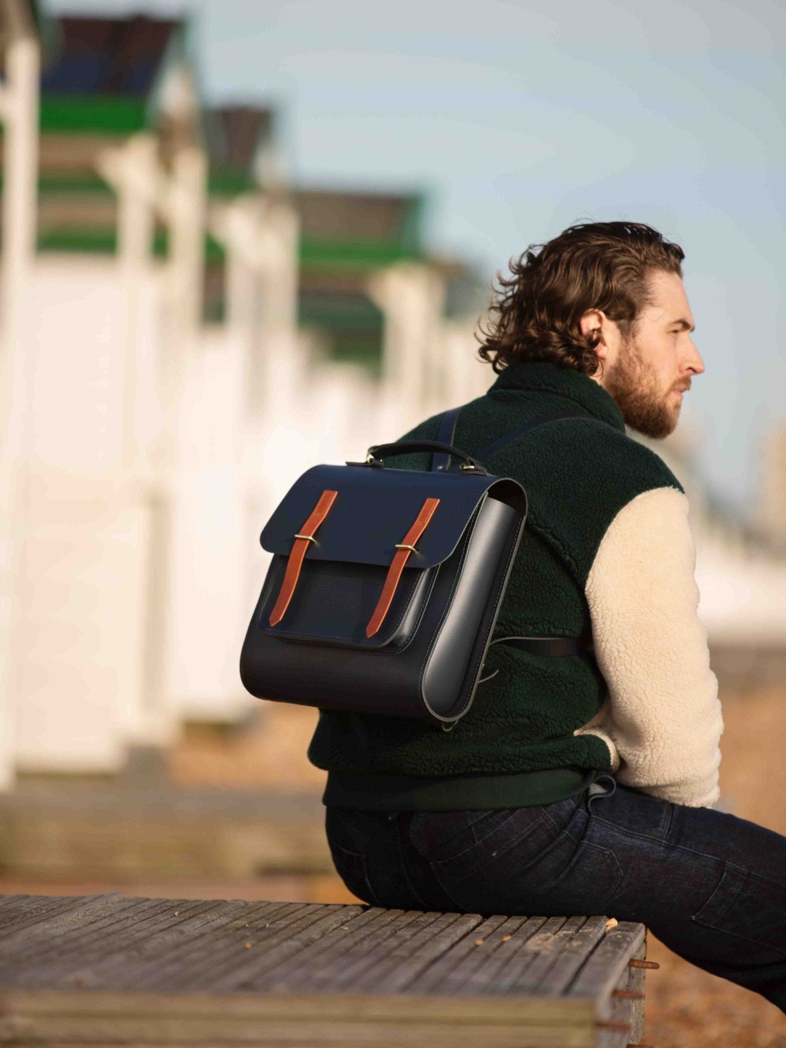 Messenger Navy & Tan Leather Bag | Cambridge Satchel Co.
