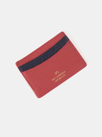 The Card Case - Peony Blush Calf Grain & Midnight Picnic Calf Grain