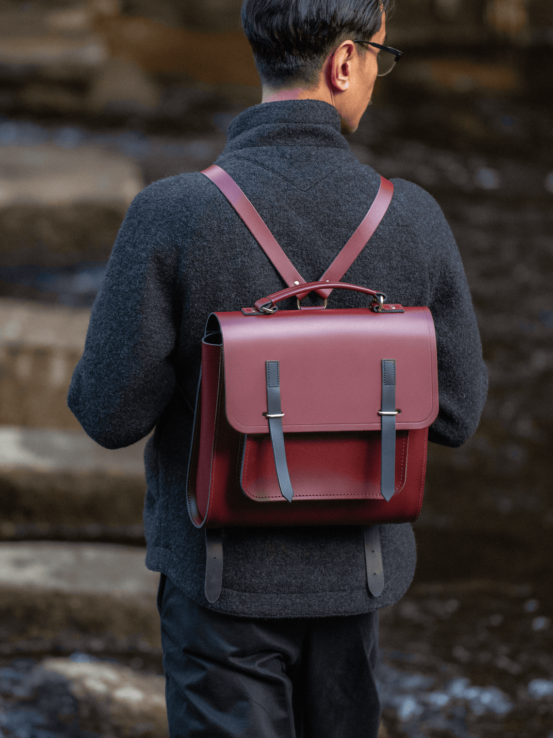 Messenger Navy & Tan Leather Bag | Cambridge Satchel Co.