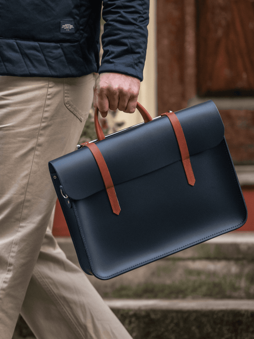 Mens-The Music Case - Navy & Tan