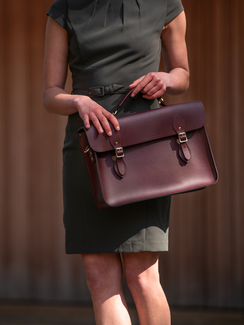 Womens-The Briefcase - Oxblood Saffiano